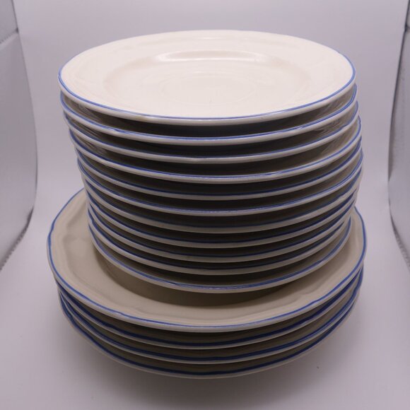 Set of Four(4) 8 Inch Plates and Set of Eleven(11) 6.5 Inch Plates with Blue Rim - Picture 1 of 12